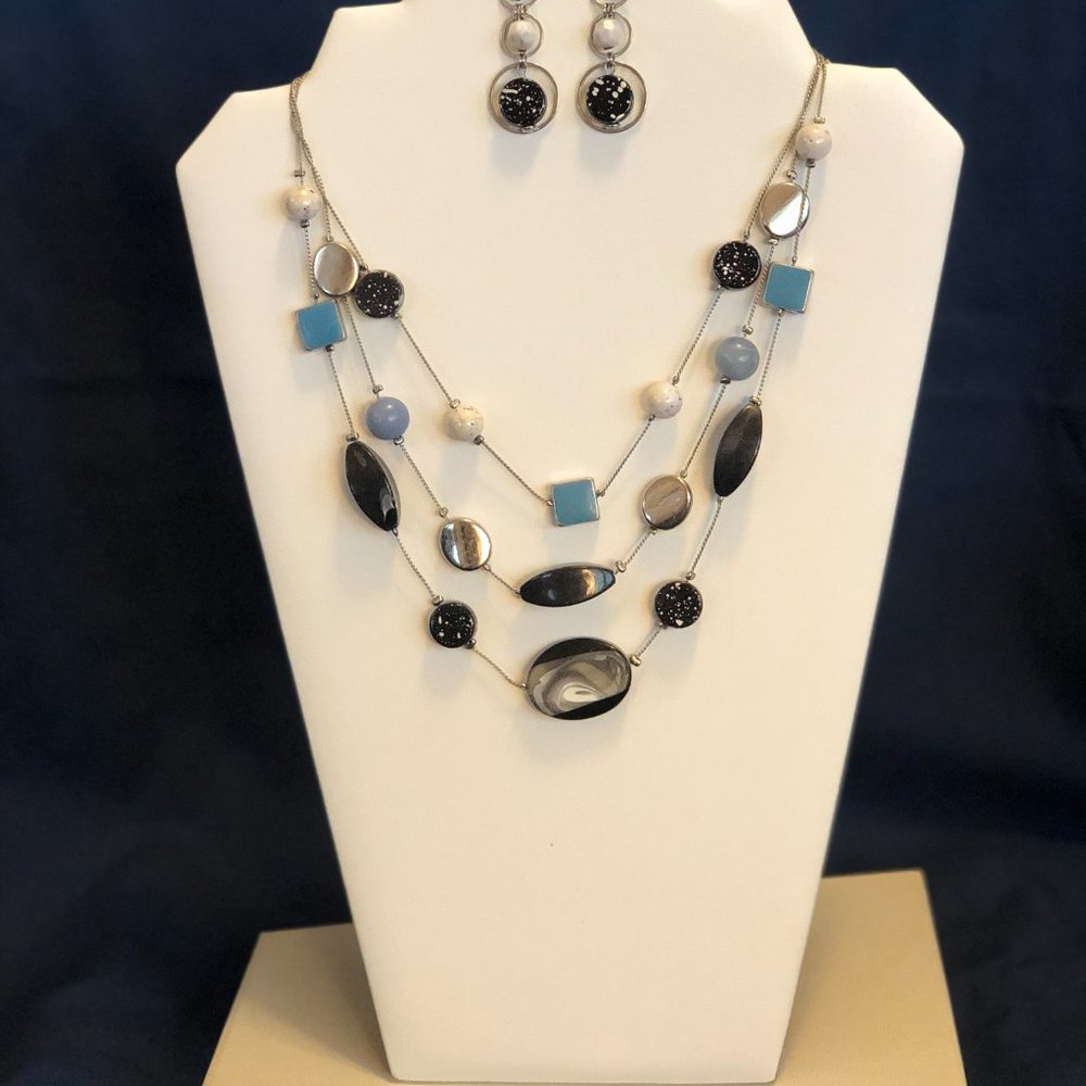 New York & Co Floating Bead Necklace & Earrings